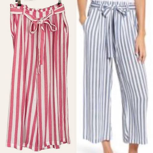 Gibson  Striped Culottes Pants Red White Lightweight Summer Tie Belt Pants Medium