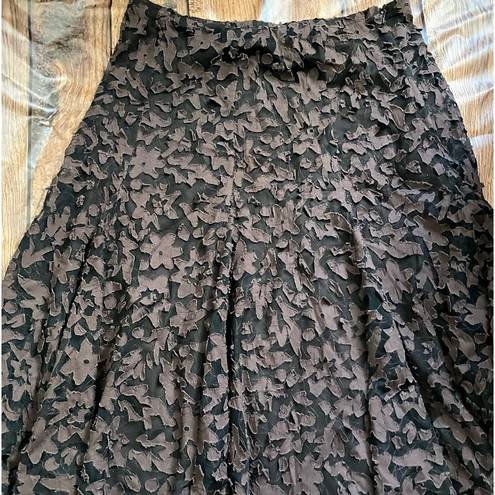 Coldwater Creek  Brown A Line Maxi Skirt Brown Floral Zip Up Waist Size Large GUC