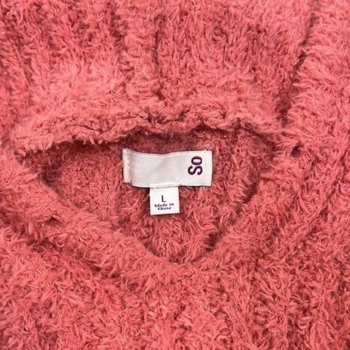 SO  Pink Sherpa Like Pullover Sweater Size Large