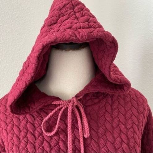 Suzanne Betro  Sweatshirt Womens Size Small Red Quilted Hoodie Oversized Pockets