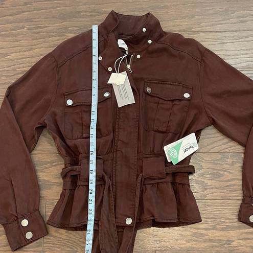 Dear John New!  AUSTIN DROP SHOULDER Denim Belted Jacket in Dark Oak Size Small