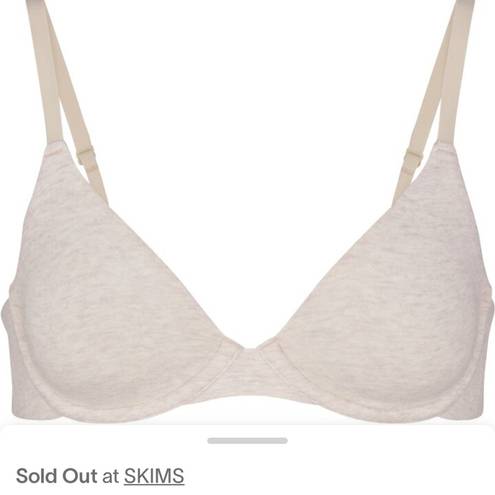 SKIMS  Cotton Jersey Underwire Bra 36B Heather Oatmeal BR-UWR-0637