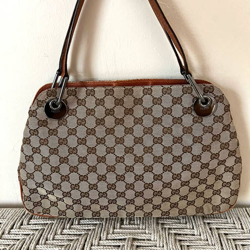 Gucci  Eclipse GG Brown Canvas and Leather Shoulder Bag