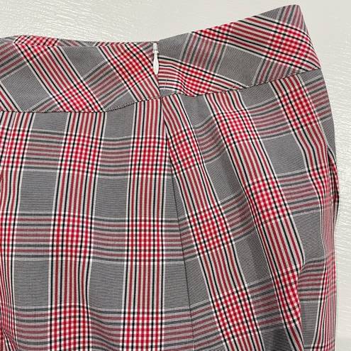 Brooks Brothers Plaid Pleated A-Line Knee Length Skirt Black White Red Size 4