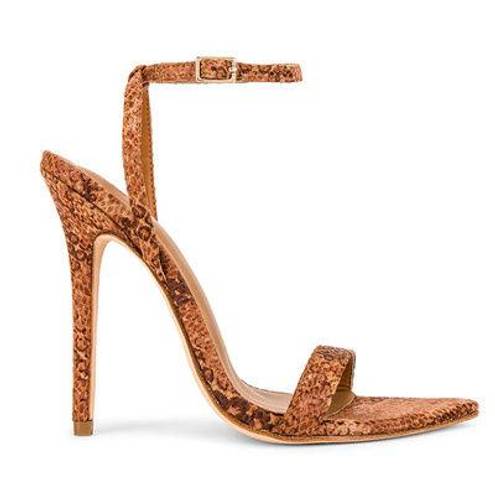 Michael Costello  Tan Snake Ankle Strap Sandal SIZE 7 Rhea Heel Python Stiletto