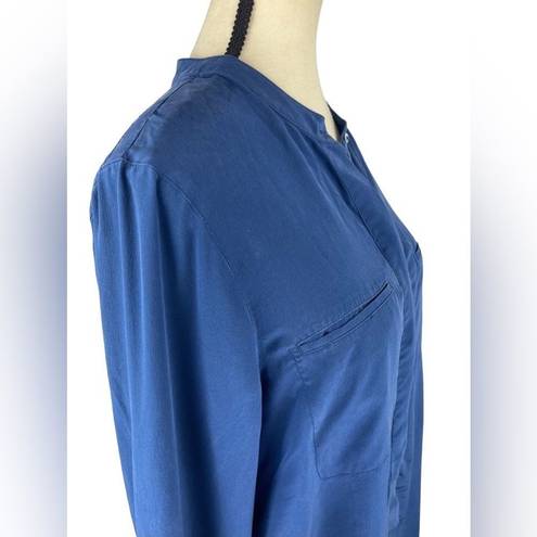 Vince  Women’s 100% Silk Blue Long Sleeve Blouse/Tunic W/ Front Pockets Size: 10