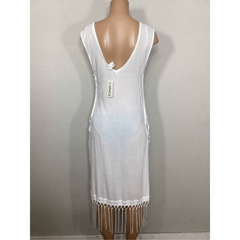 l*space New. L* white fringe lace up cover up. Small. Retails$99