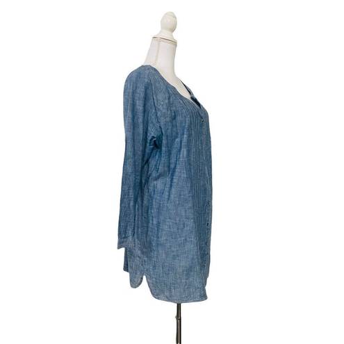 J.Jill  Women’s XL Denim Chambray Button Up Casual Long Sleeve Longline Dress