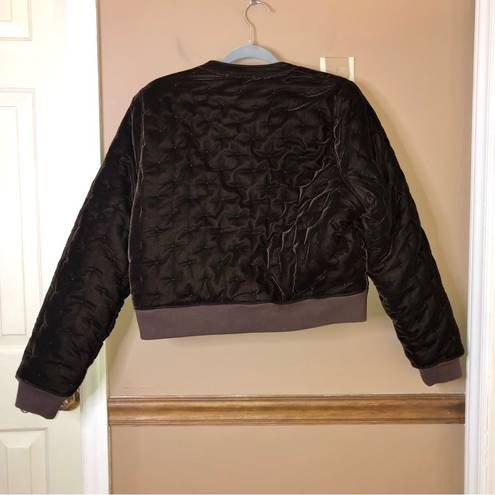 Clare V Le Bomb Velvet Quilted Bomber Jacket Brown Size Medium