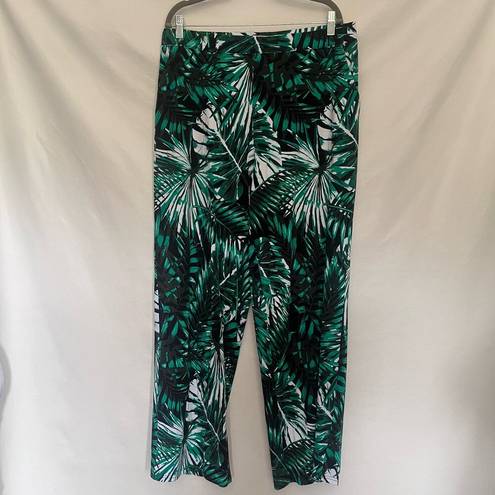 Krass&co D& Beach Pull-On Womens Pants Size LT Palm Branches Tropical Green Tall Beachy