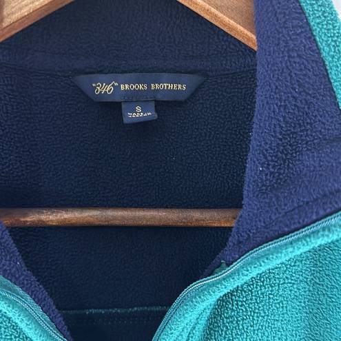 Brooks Brothers  346 Womens Fleece 1/4 Zip Pullover Teal Navy Embroidered Logo