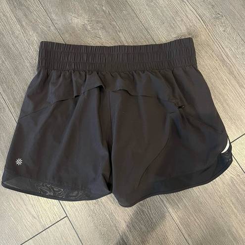 Athleta  High Rise Mesh Racer Run 3" Short in Black Size Medium