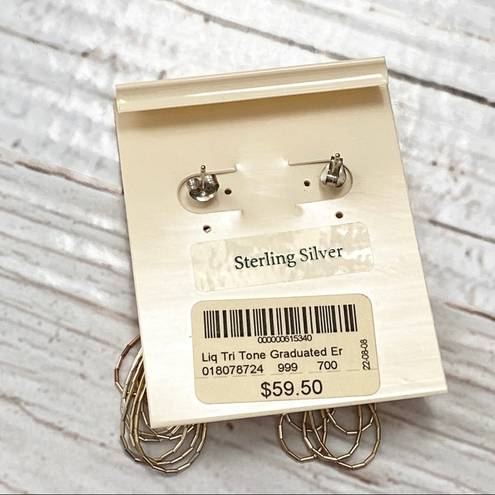 Coldwater Creek Vintage Sterling Silver Liquid Tri-Color Earrings