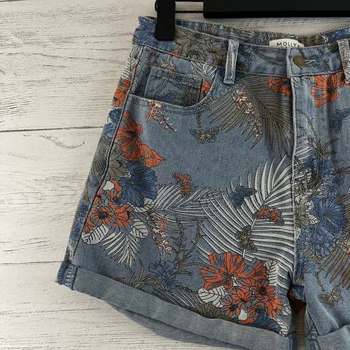 Molly Bracken  Floral Print High Rise Mom Shorts Size 30?