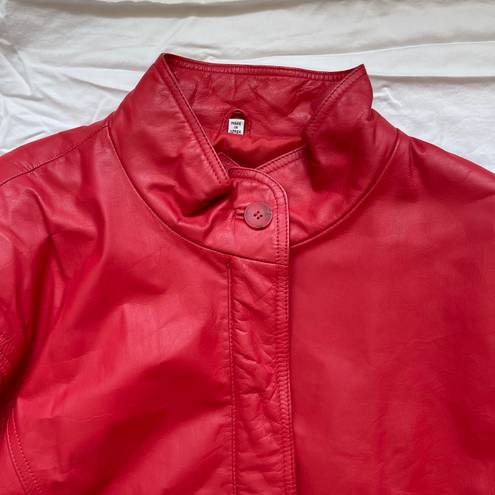 Vintage 1980s Streetwear Ferrari Red Leather Tibor Aviator Bomber Jacket Size M