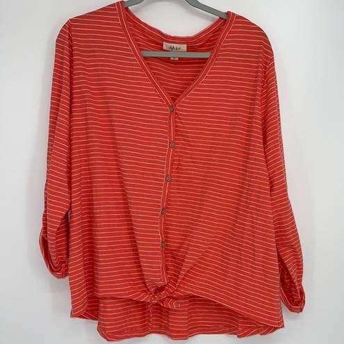 Style & Co  BRIGHT KNIT STRIPED BUTTON DOWN XL