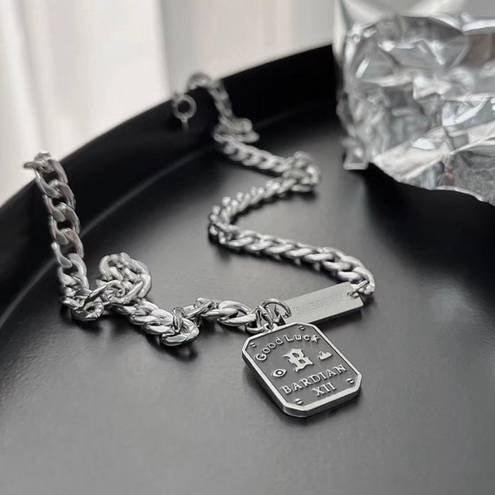 Good Luck Pendant Necklace for Men Women Streetwear Unisex Hip Hop Style Silver