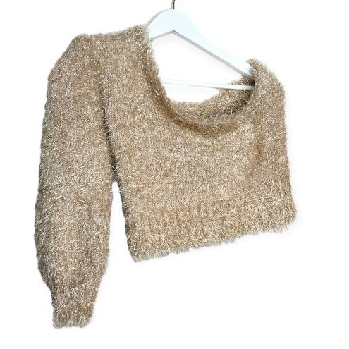 Saltwater Luxe NEW  Women’s Ronan Sweater One Shoulder in Gold Shimmer Approx XS