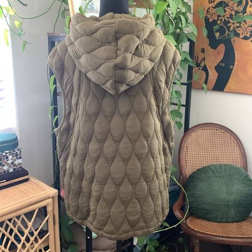 Free People Movement  Dream Big Olive Green Quilted Zip Up Vest