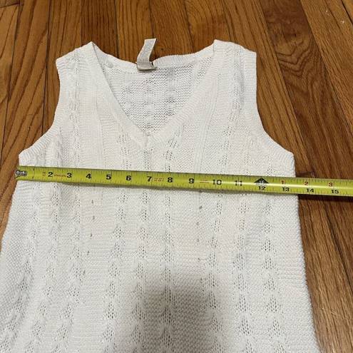 J.Jill  Linen Cotton Blend White Knit Sleeveless Sweater Size XS