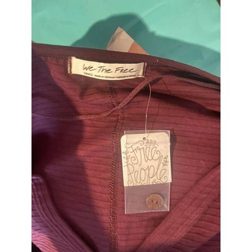 We The Free Free People  Maroon Gauze Oversized Crop Button Shirt NWT‎ S