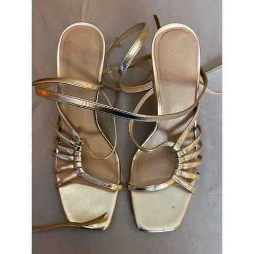 BP  Valerie Gladiator Square Toe Gladiator Heels Gold Size 9.5