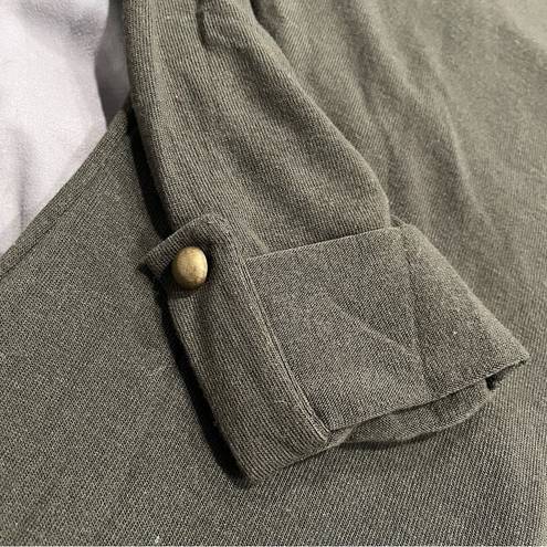 Vintage Havana  Army Green 3/4 Sleeve Embellished Pocket Shirt Size Medium