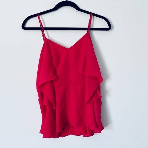 Parker  Tank Top Small Hot Pink Bustier Peplum Bow Ruffle Sleeveless Women Summer