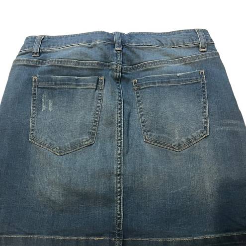 Chelsea and Violet  Distressed Denim Mini Skirt, Sz M