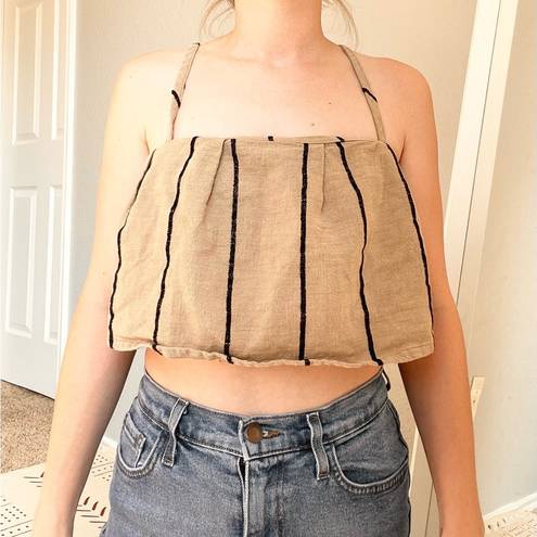 Honey Punch  Tan Striped Crop Top