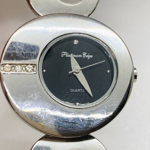 Edge Platinum  32mm case   ladies silver tone analog wrist watch 7”-7.5”w/battery