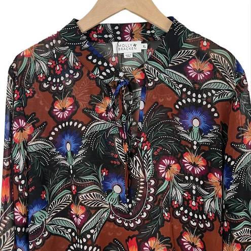 Molly Bracken NWOT  Colorful Floral Paisley Print Peplum Blouse Size XL