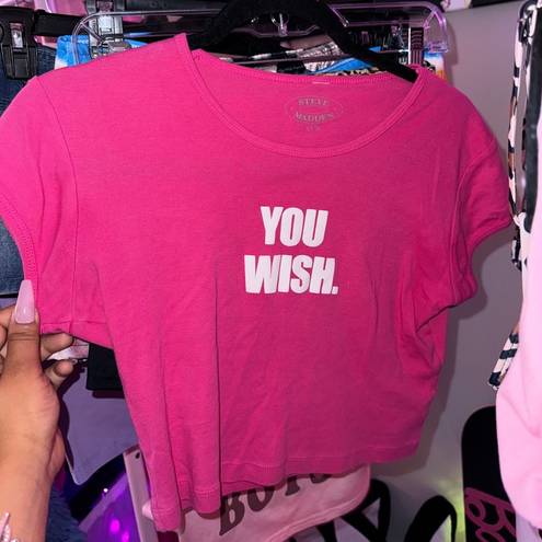 Wish you  pink cropped one size baby tee