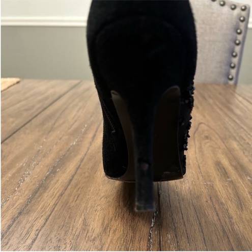 Stuart Weitzman  Black Beaded Mesh Booties Size 9