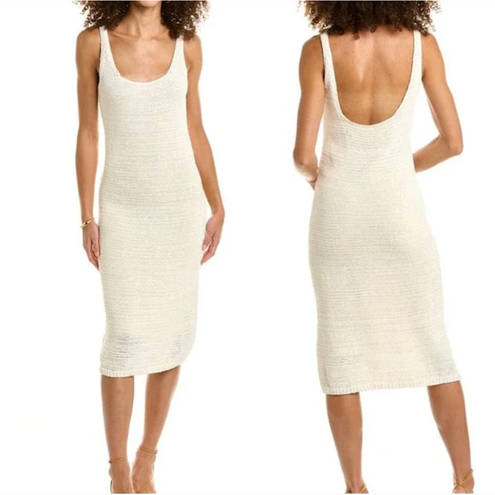 Vince NEW $495  Cream Crochet Knit Textured Square Neck Midi Dress