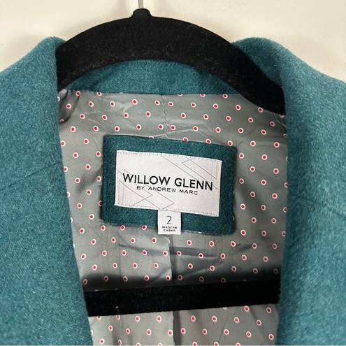 Andrew Marc Willow Glenn by  | Teal Green Wool Blend Button Front Blazer Size 2