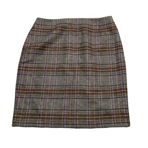 The Moon WOMEN'S Boden British Tweed by brown gray plaid skirt