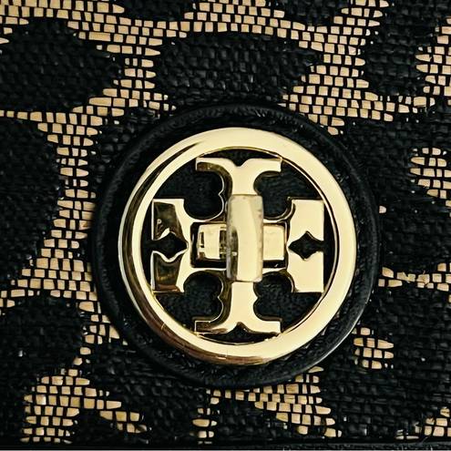 Tory Burch Adalyn Leopard Raffia Clutch Bag with Removable Crossbody Strap