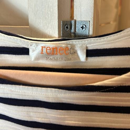 Renee C  Striped Mini Dress Navy and White