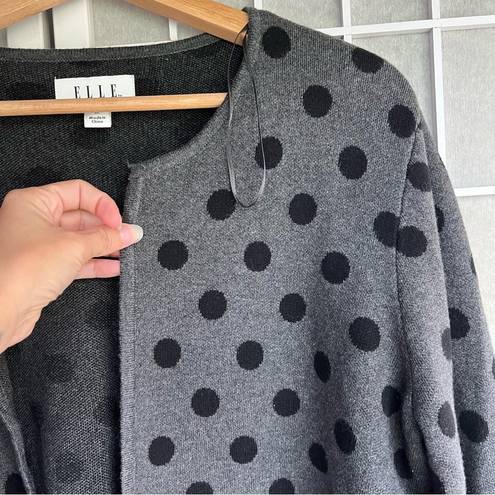 Elle  open front cardigan polka dots gray black size XL