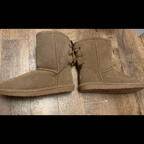 BEARPAW  Hickory ELIZABETH II Suede BOOTIE Women WOOL LINING Like NEW SIZE 7 US