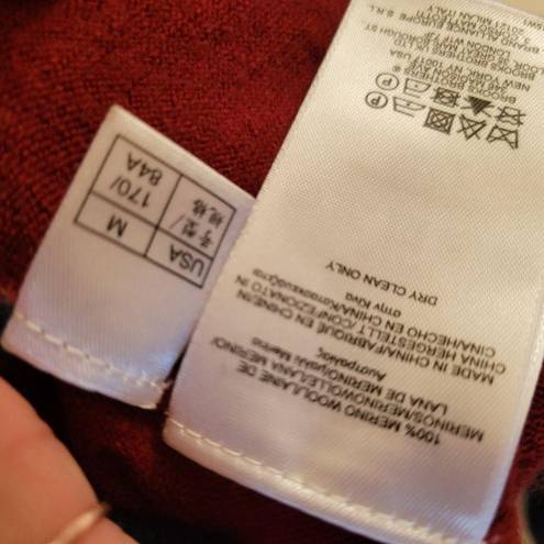 Brooks Brothers 346  burgundy colorblock merino wool medium sweater