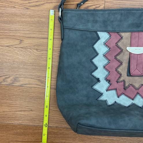 Kensie   Shoulder Purse Hand Bag Gray Pink Vinyl Zipper Closure Travel