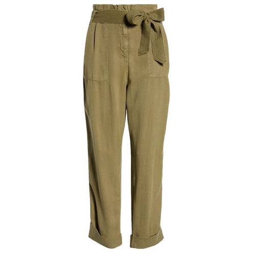 Treasure & Bond New  Pants Womens Size 0 Paper Bag Waist Cuffed Olive Green