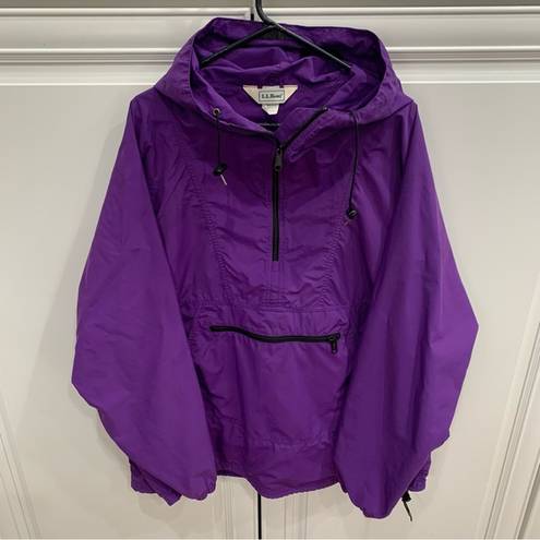 L.L.Bean Vintage  1/2 Zip Rain Coat Windbreaker Hooded Jacket Unisex Size XL