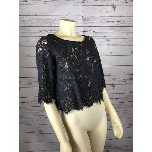 Club Monaco  Black Lace Cropped Top size small