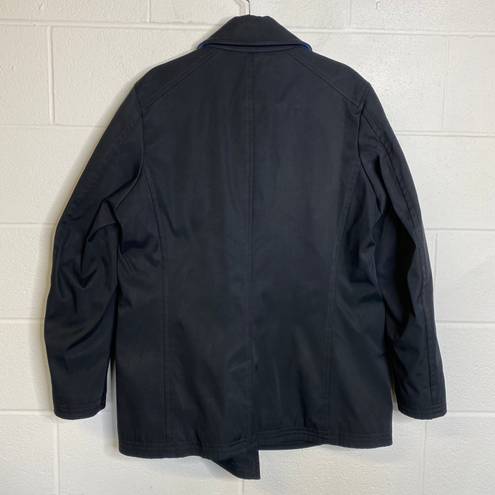 Banana Republic Black Blue Liner Double Breasted Peacoat Trench Coat Size Large