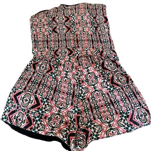 Stradivarius  boho print shorts jumper with spaghetti straps and pockets size s