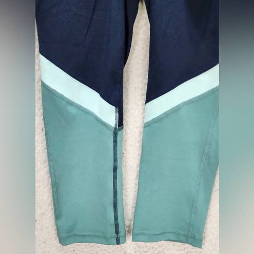 Xersion  Capri Leggings Women's XXL Navy Blue & Aquamarine Pull On and High Waist