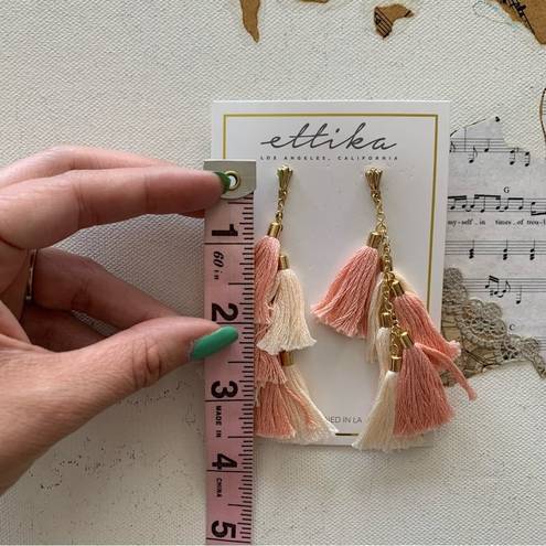 Ettika  x Revolve Pink Fringe Tassel Statement Boho Dangle Earrings